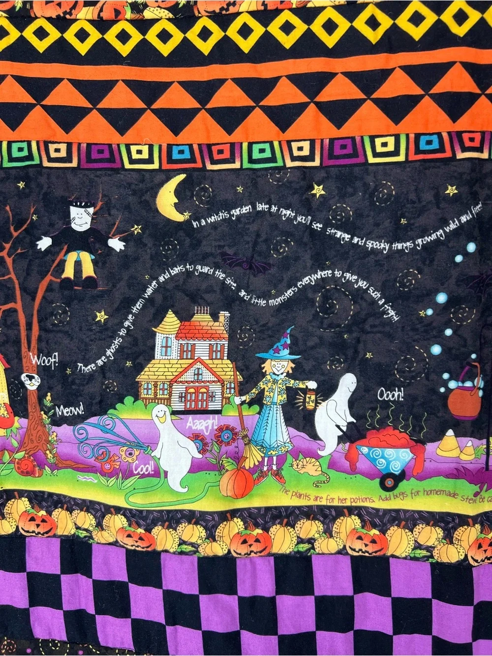 Halloween Quilt handmade 40”X50” wall hanging, lap quilt